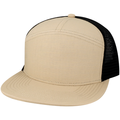 H7FB Hopback 7-Panel Flat Brim Trucker Hat